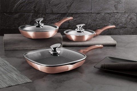 Zestaw 3 patelni z pokrywkami Berlinger Haus BH-6195 Rose Gold Zestaw 3 patelni z pokrywkami Berlinger Haus BH-6195 Rose Gold