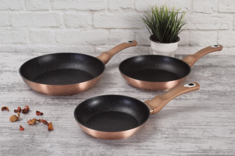 Zestaw 3 patelni z powłoką marmurową BerlingerHaus BH-1278 Rose Gold Zestaw 3 patelni z powłoką marmurową BerlingerHaus BH-1278 Rose Gold