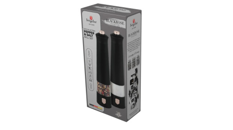 Elektryczne młynki 2 szt do pieprzu i soli BerlingerHaus Black Rose BH-9499 Elektryczne młynki 2 szt do pieprzu i soli BerlingerHaus Black Rose BH-9499