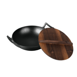 Wok żeliwny z drewnianą pokrywką 30 cm BerlingerHaus LP-BH 190