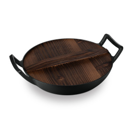 Wok żeliwny z drewnianą pokrywką 30 cm BerlingerHaus LP-BH 190