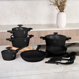 Zestaw 15 el. garnki, patelnie, akcesoria BerlingerHaus Matte Black BH-8198