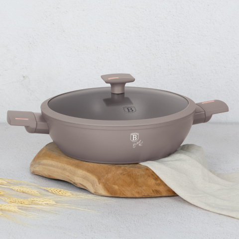 Garnek płytki 3,8 L z pokrywką 28cm BerlingerHaus Taupe BH-8098 Garnek płytki 3,8 L z pokrywką 28cm BerlingerHaus Taupe BH-8098