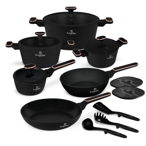 Zestaw 15 el. garnki, patelnie, akcesoria BerlingerHaus BH- 8363 | Black Rose Collection Zestaw 15 el. garnki, patelnie, akcesoria BerlingerHaus BH- 8363 | Black Rose Collection