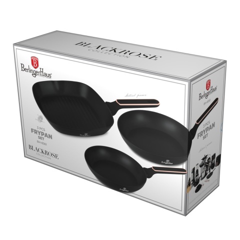 Zestaw 3 patelni BerlingerHaus BH- 8361| Black Rose Collection Zestaw 3 patelni BerlingerHaus BH- 8361| Black Rose Collection