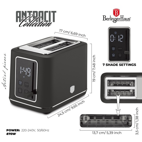 Cyfrowy toster BerlingerHaus Antracit Collection BH-9666