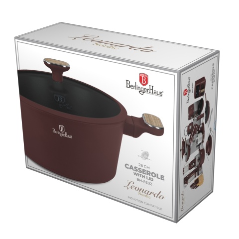 Garnek z pokrywką 28cm BerlingerHaus Leonardo Nordic BH-8302 Garnek z pokrywką 28cm BerlingerHaus Leonardo Nordic BH-8302