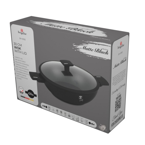 Wok z pokrywką 30 cm Matte Black BerlingerHaus BH-8182