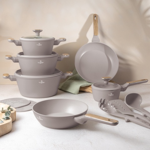 Zestaw 15 el. garnki, patelnie, akcesoria BerlingerHaus BH- 8344 Taupe Nordic Zestaw 15 el. garnki, patelnie, akcesoria BerlingerHaus BH- 8344 Taupe Nordic