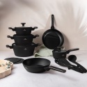 Zestaw 15 el. garnki, patelnie, akcesoria BerlingerHaus BH- 8363 | Black Rose Collection