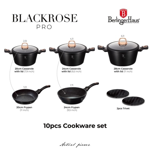 Zestaw garnków 10 el. BerlingerHaus Black Rose BH-8168 Zestaw garnków 10 el. BerlingerHaus Black Rose BH-8168