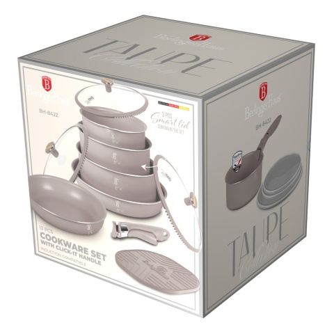 Zestaw garnków 13 el. z odpinaną rączką BerlingerHaus BH-8422 Taupe Nordic Collection