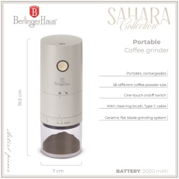 Elektryczny młynek do kawy | ceramiczny akumulatorowy BerlingerHaus BH-9801 Sahara Collection
