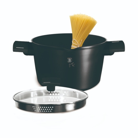 Garnek do makaronu i ryżu z pokrywą Ø24 cm | 6L | Matte Black Collection | BerlingerHaus LP-BH-255