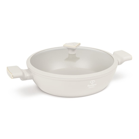 Garnek niski z pokrywką 30 cm Fashion TV FTV-0067 Matte Cream Gold