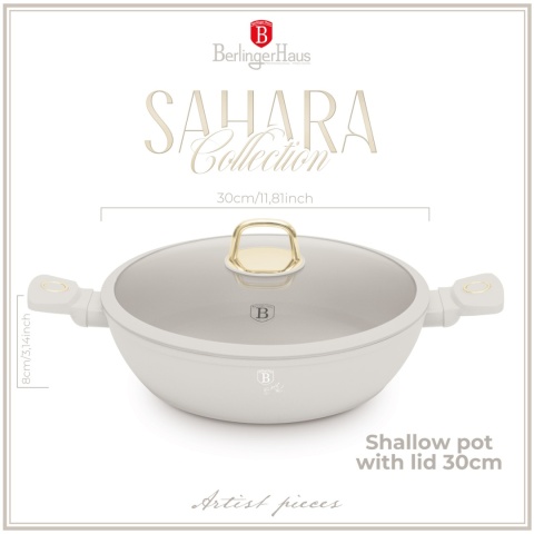 Garnek płytki 30cm 4,5l BEZ POKRYWKI BerlingerHaus Sahara BH-8069 | OUTLET