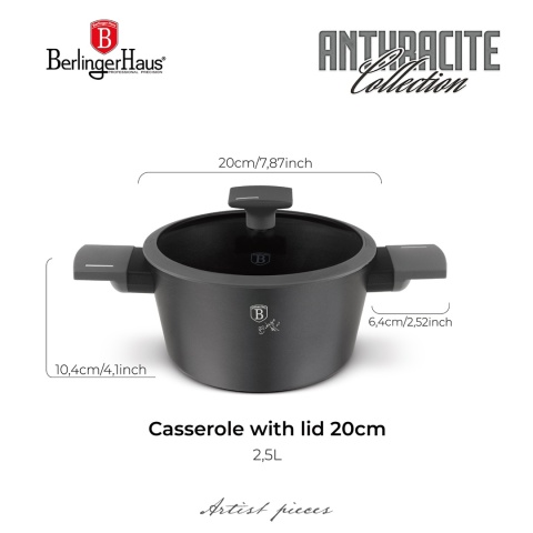 Garnek z pokrywką 20cm | BerlingerHaus BH-8130 Antracit