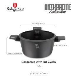 Garnek z pokrywką 24cm BerlingerHaus BH- 8131 | Antracit Collection