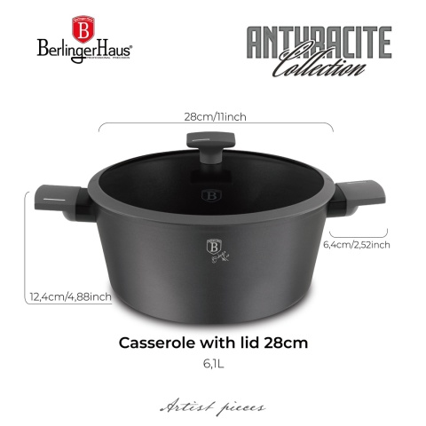 Garnek z pokrywką 28 cm Antracit Collection BerlingerHaus BH-8132