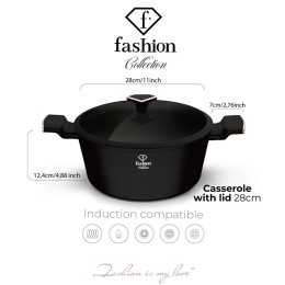 Garnek z pokrywką 28cm Fashion TV FTV-0039 Matte Black- Rose Gold