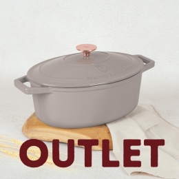 Garnek żeliwny owalny 4,65l z pokrywką 30cm Berlinger Haus Taupe BH-6541 | OUTLET