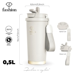 Kubek termiczny 0,5L Fashion TV FTV-0131 Matte Cream Gold Collection