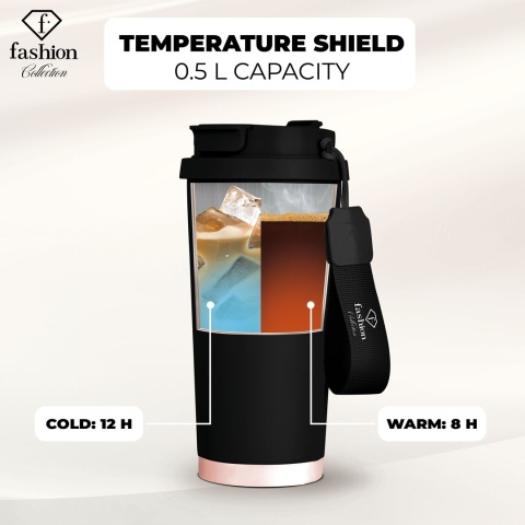 Kubek termiczny 0,5L Fashion TV FTV-0132 Matte Black- Rose Gold
