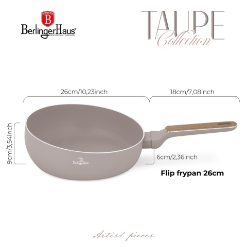 Patelnia Wok Flip 26 cm BerlingerHaus BH-8332  | Taupe Nordic Collection