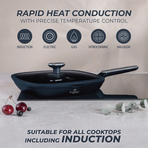 Patelnia grillowa 28 cm z pokrywką Deep Sea | BerlingerHaus BH-8374