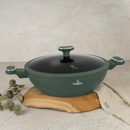 Patelnia Wok z pokrywką 30cm 4,8L BerlingerHaus BH-8160 Matte Green