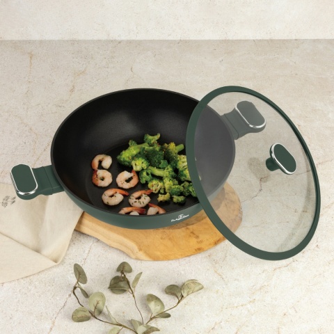 Patelnia Wok z pokrywką 30cm 4,8L BerlingerHaus BH-8160 Matte Green