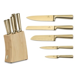 Noże kuchenne | Zestaw 5 noży w drewnianym bambusowym bloku Sahara Collection BH-3125N