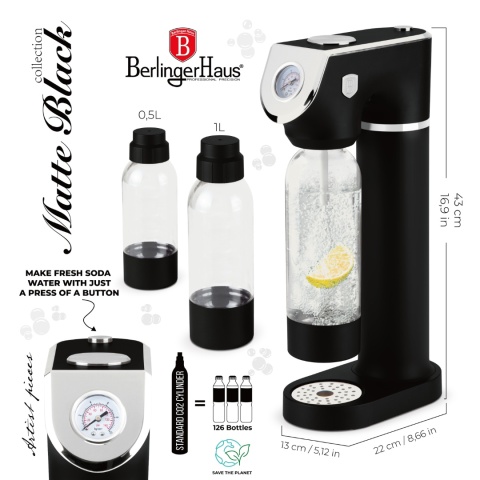 Saturator do wody BerlingerHaus Matte Black Collection BH-8598