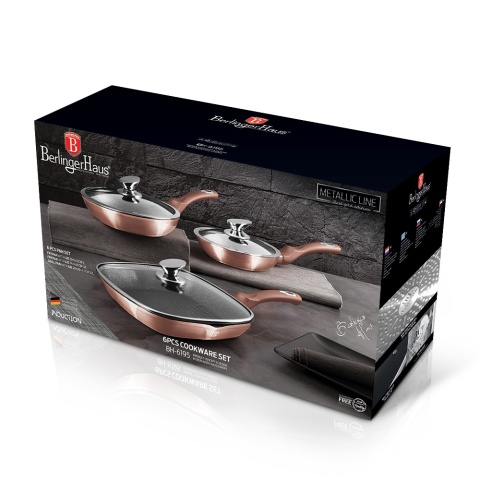 Zestaw 3 patelni z pokrywkami BerlingerHaus BH-6195 | OUTLET