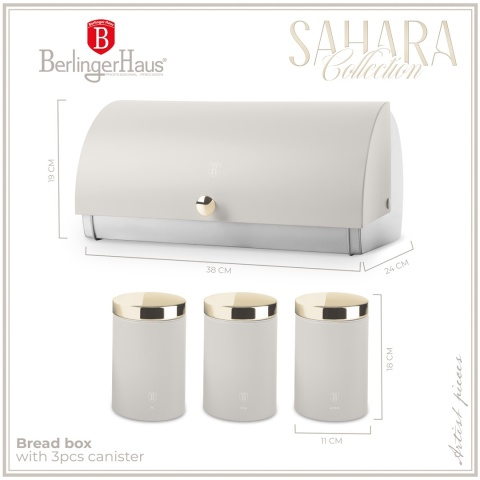 Zestaw 3 pojemników i chlebak BerlingerHaus BH-6739 Sahara Collection