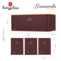 Zestaw 3 pojemników i chlebak BerlingerHaus BH-8900 Leonardo Collection