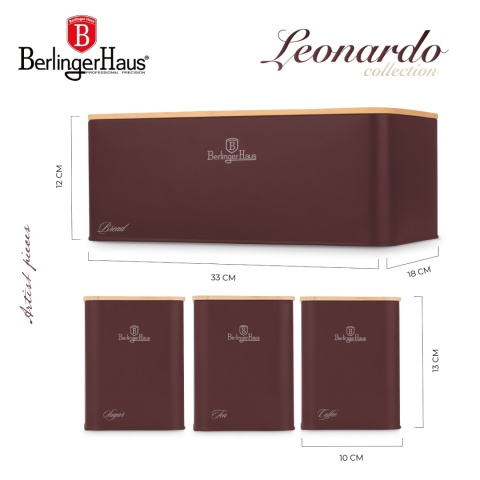 Zestaw 3 pojemników i chlebak BerlingerHaus BH-8900 Leonardo Collection
