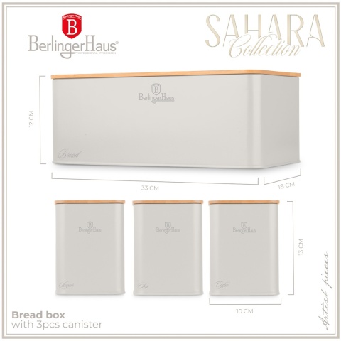 Zestaw 3 pojemników i chlebak BerlingerHaus BH-8901 Sahara Collection