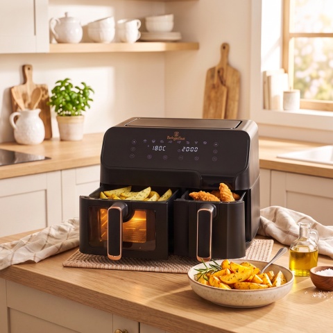 Air Fryer Frytkownica z podwójnym koszem 5,5l+3,5l BerlingerHaus Black Rose BH-9467