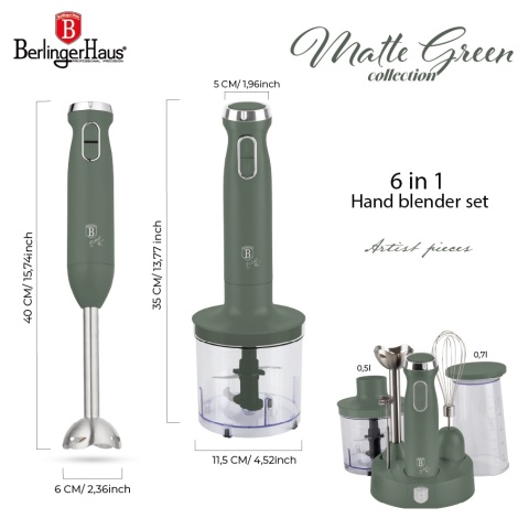 Blender ręczny 6w1 BerlingerHaus LP-BH-264 Matte Green