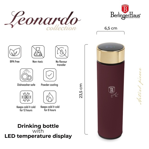 Butelka termiczna z wyświetlaczem temperatury 500 ml BerlingerHaus BH-9678 Leonardo Collection