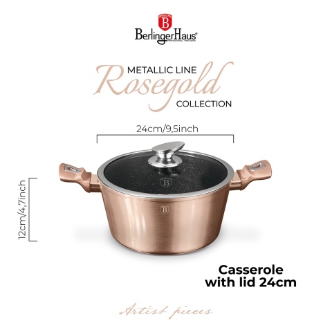 Garnek 4,1L z pokrywką 24cm BerlingerHaus BH-1515 Rose Gold | OUTLET