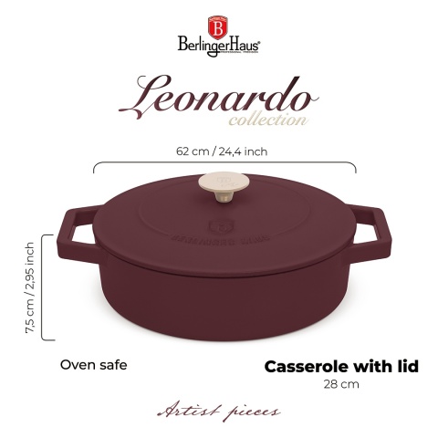 Garnek żeliwny 2,57L z pokrywką 26cm BerlingerHaus Leonardo BH-6263