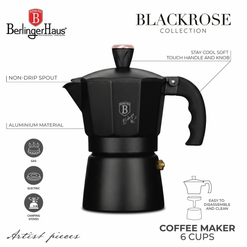 Kawiarka na 3 filiżanki BerlingerHaus Black Rose BH-8560