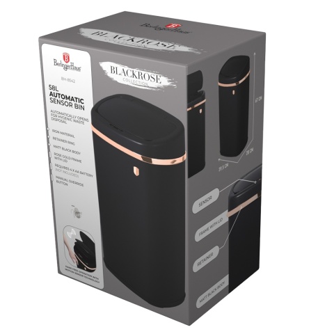 Kosz na śmieci sensoryczny o pojemności 58l Black Rose BerlingerHaus BH-8542 | OUTLET