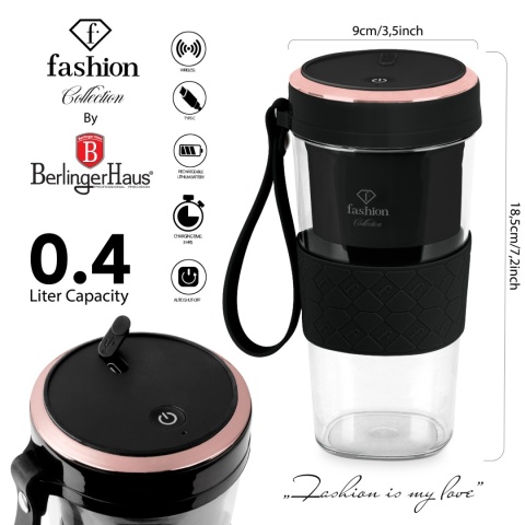 Mini blender USB FashionTv FTV-0176 Matte Black-Rose Gold Collection