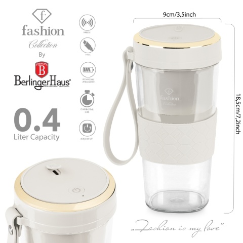 Mini blender USB FashionTv FTV-0177 Matte Cream Gold Collection