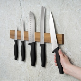 Noże kuchenne | Komplet 6 noży z listwą magnetyczną BerlingerHaus Matte Black BH-2943