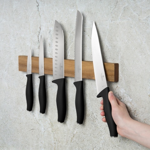 Noże kuchenne | Komplet 6 noży z listwą magnetyczną BerlingerHaus Matte Black BH-2943