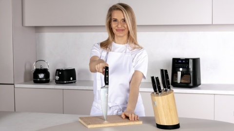 Noże kuchenne | Zestaw 5 noży w stojaku bambusowym BerlingerHaus Matte Black Collection BH- 3136